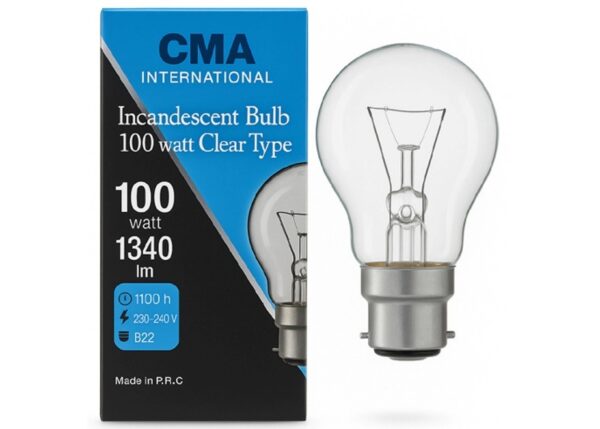 100W INCANDESCNET GLS TRADITIONAL CLEAR BULB HAVING B22 BASE & WARMWHITE 2700K-3000K COLOUR TEMPERATURE PACK OF 10