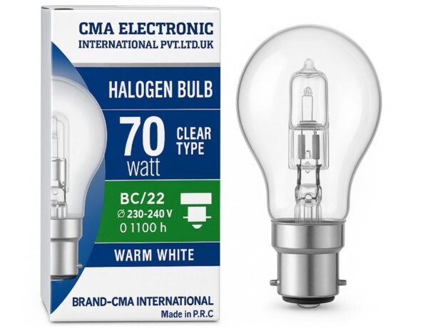 70W Halogen Energy Saver Bulbs - Eco Classic Clear Glass Bayonet B22 BC Cap - Warm White 2700K Light - Instant Full Brightness - Long Life Replacement for 60 w Traditional Bulb